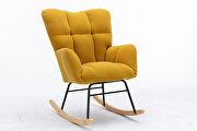 Mid century modern teddy fabric tufted upholstered rocking chair in yellow by La Spezia additional picture 5