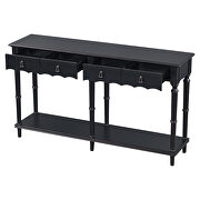 Antique black solid wood console table with 4 front storage drawers by La Spezia additional picture 2