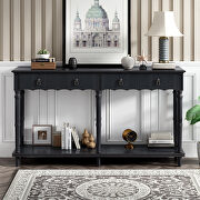 Antique black solid wood console table with 4 front storage drawers by La Spezia additional picture 7