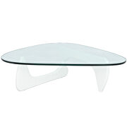 Tempered glass and white solid European hardwood frame coffee table by Leisure Mod additional picture 2