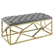 Gold gray luxuriously tufted velvet polyester fabric upholstery bench by Modway additional picture 4