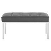 Tufted medium upholstered faux leather bench in silver gray by Modway additional picture 2