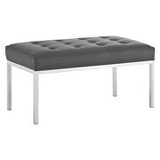 Tufted medium upholstered faux leather bench in silver gray by Modway additional picture 3