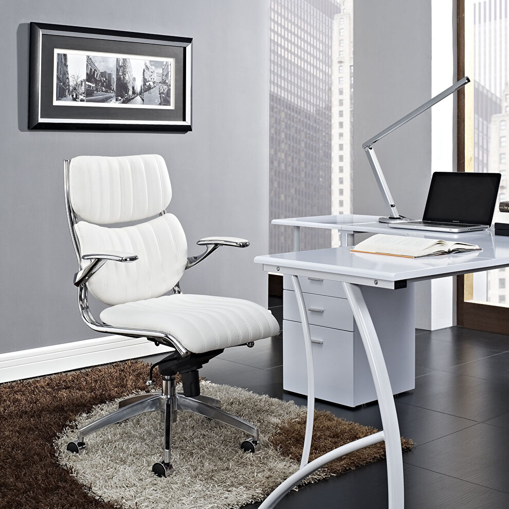 Mid back office chair in white by Modway