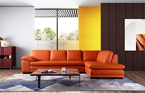 Brayden Orange Fabric Sectional Sofa Chaise 89642