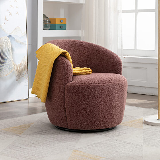 Accent Chair, Teddy Fabric Armchair with Rose Golden Metal Feet