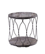 Gray industrial end table w/ twisted metal frame main photo