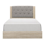 Gray button-tufted fabric upholstered headboard full bed main photo