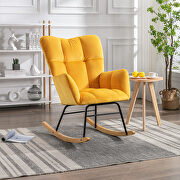 Mid-century modern velvet tufted upholstered rocking chair in yellow main photo