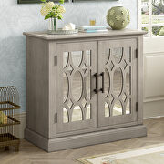 U-style accent gray wooden cabinet with decorative mirror door main photo