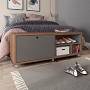 53.62 modern shoe rack bed bench with silicon casters in gray and nature main photo