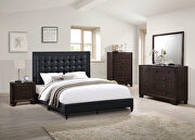 Faux black leather upholstery full size bed main photo